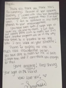 Samantha's Thank you Note